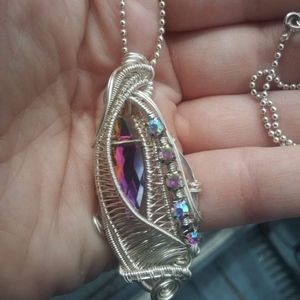 (Sold) Arora crystal wire wrapped pendant